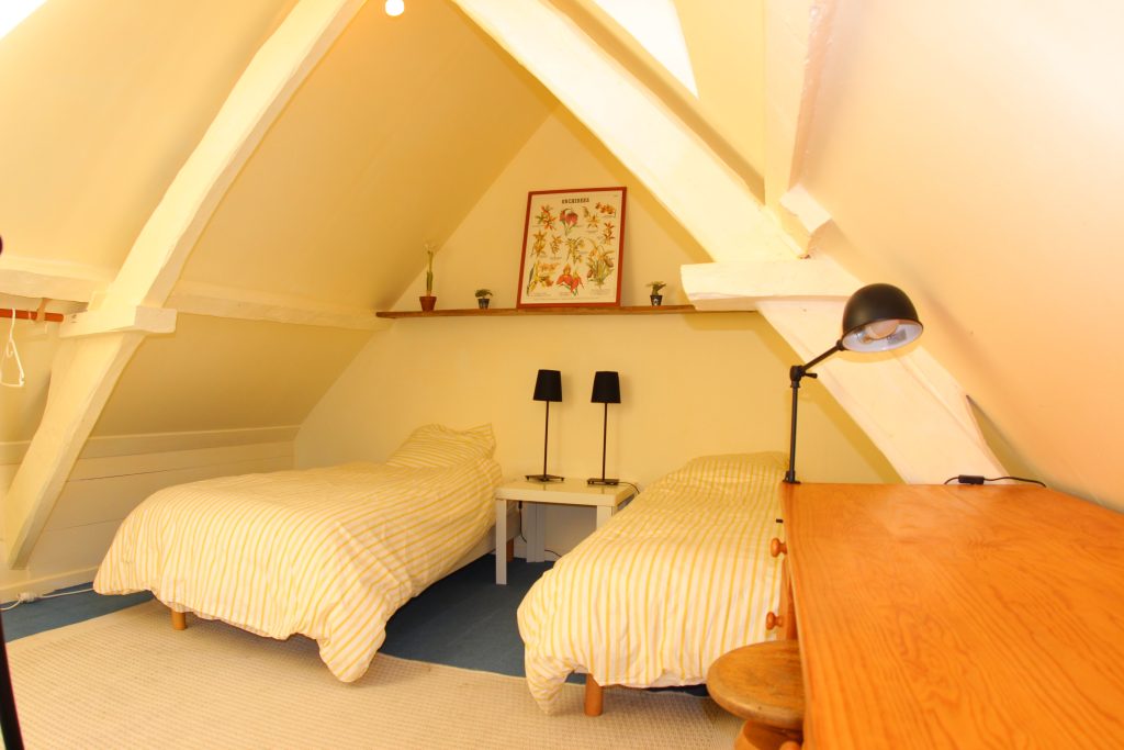 First bedroom of La Boulangerie cottage, Château de Flottemanville, view from the bed