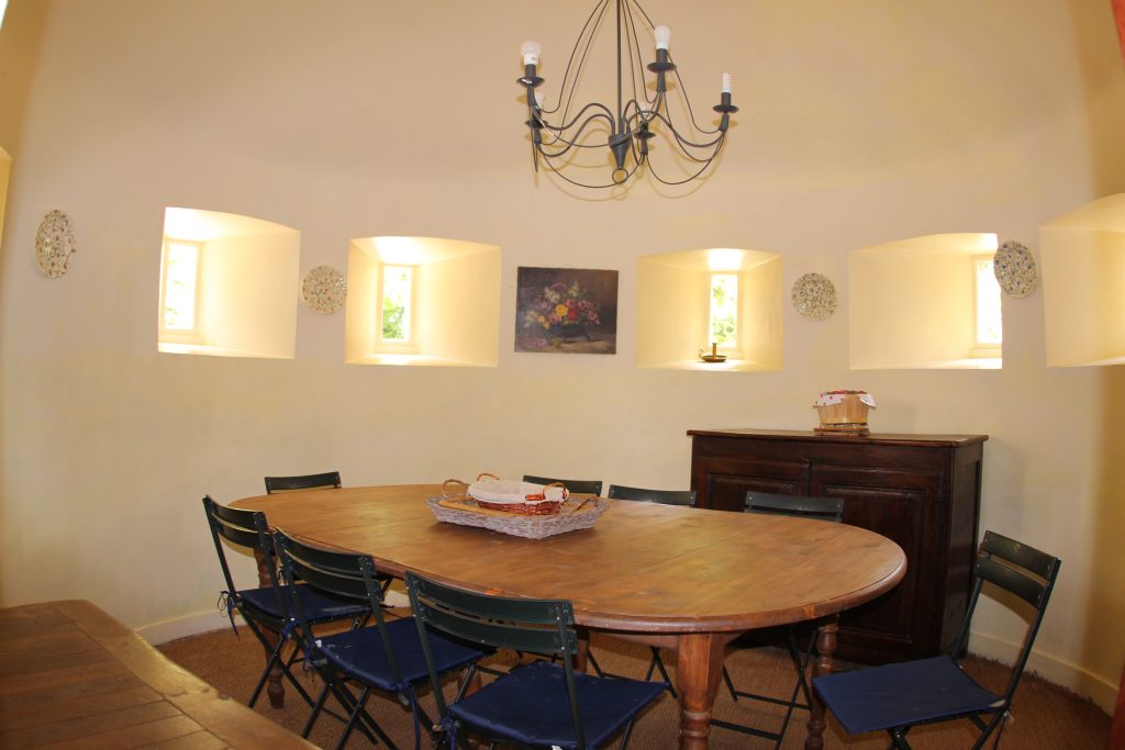 Dining room of La Ferme cottage at Château de Flottemanville
