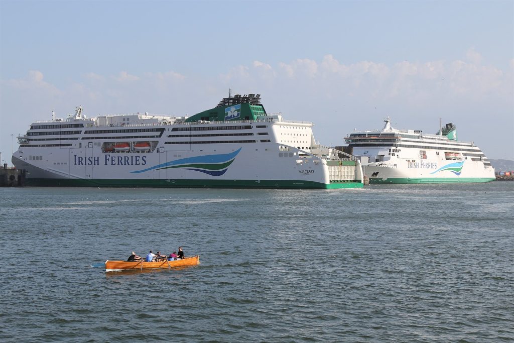 Irish Ferries' W.B. Yeats, the Dublin–Cherbourg ferry, in Dublin port
