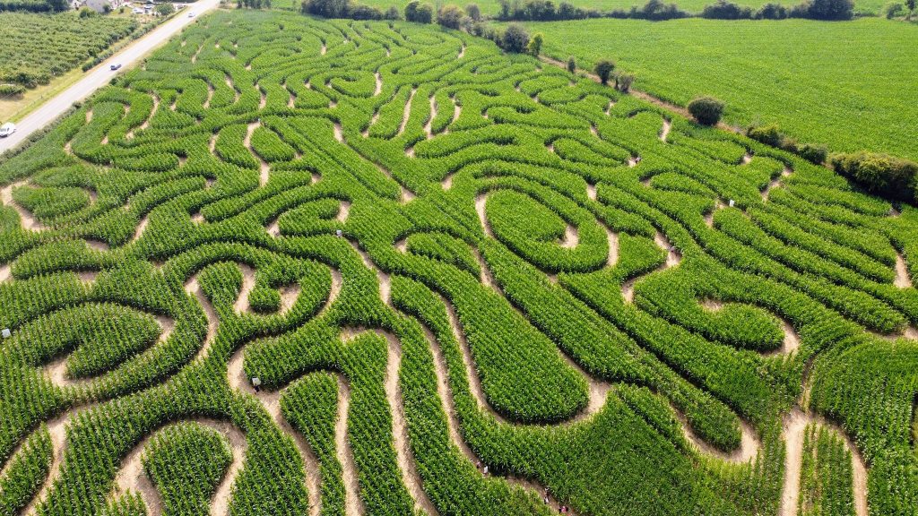 Labyrinthe végétal La Clé des Champs, Valognes — vue aérienne